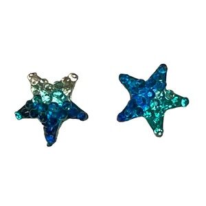Pretty Blue Star Shaped Stud Earrings